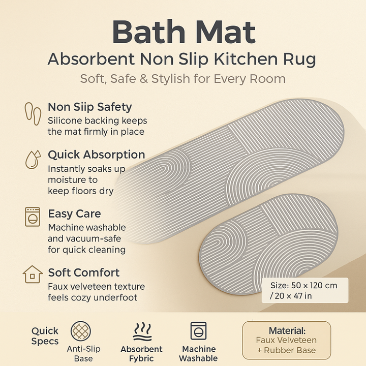 Skanto | Küchenmatte, rutschfest, wasserabsorbierend, waschbarer Teppich