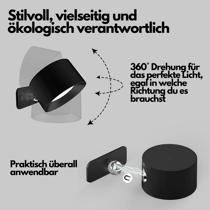 Skanto | 360° Kabellose wiederaufladbare Wandlampe | Vielseitige LED-Beleuchtungslösung