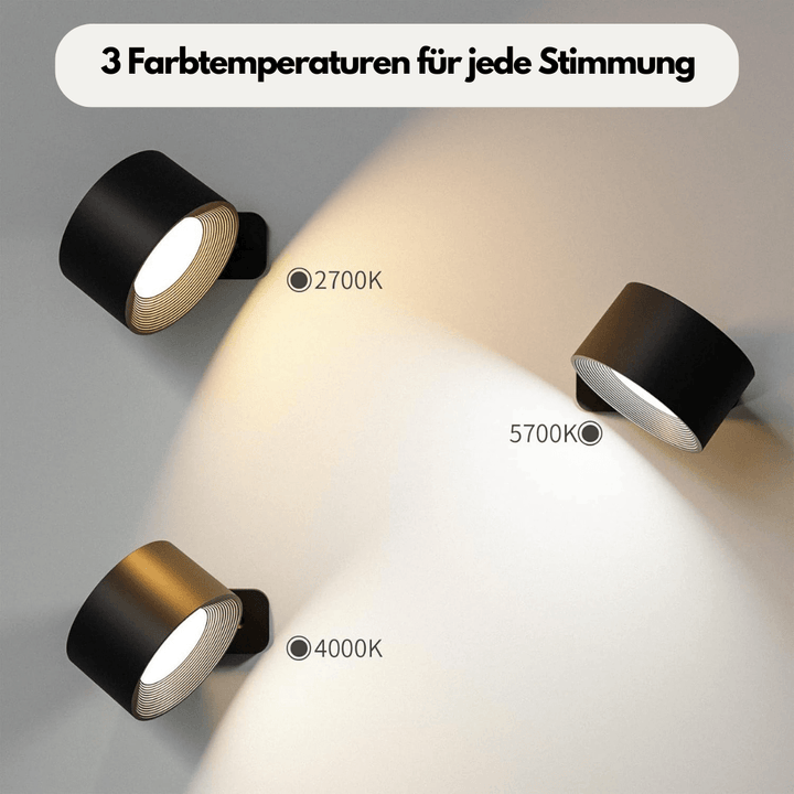 Kabellose Wandleuchte – 360° verstellbare und wiederaufladbare LED-Beleuchtung (USB)