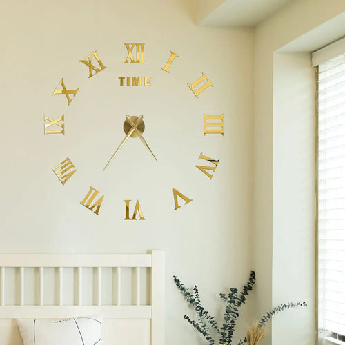 Große DIY 3D Spiegel Acryl Wanduhr für Küche, Esszimmer, Wohnzimmer | Skanto