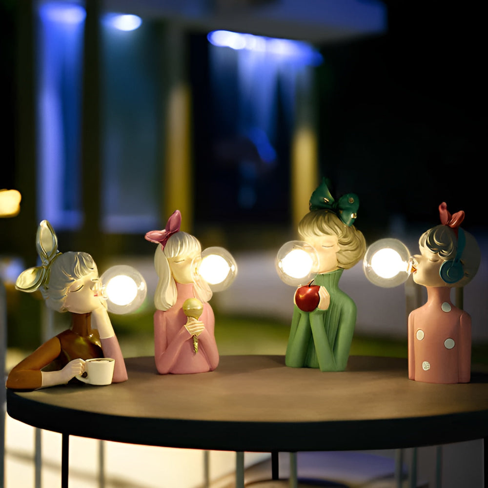 Skanto | BubbleFairies Tischlampe – Bezauberndes Quartett Cartoon-Mädchenfigur-Licht