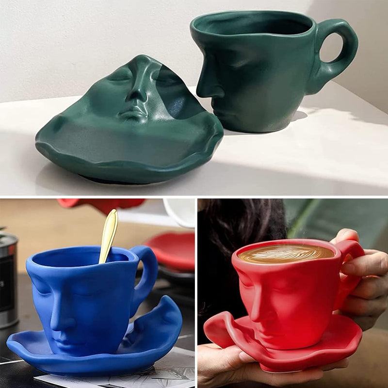 Skanto | Kyssnades Gesichts-Keramik-Kaffeetasse