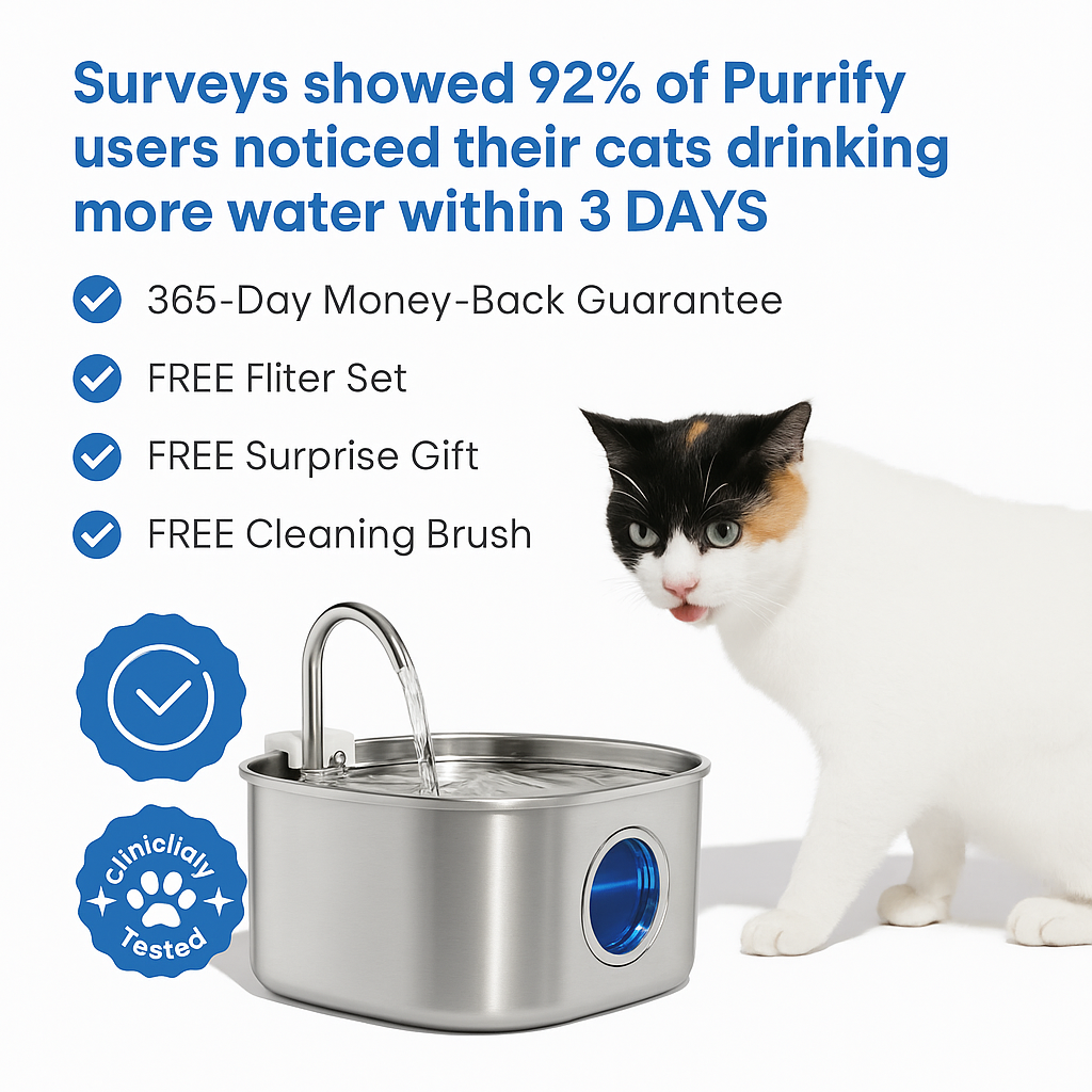 Skanto | Skanto Felindra Katzenbrunnen | Edelstahl | Fließendes Wasser für bessere Hydration | Leise & Hygienisch | 2,5 L Fassungsvermögen