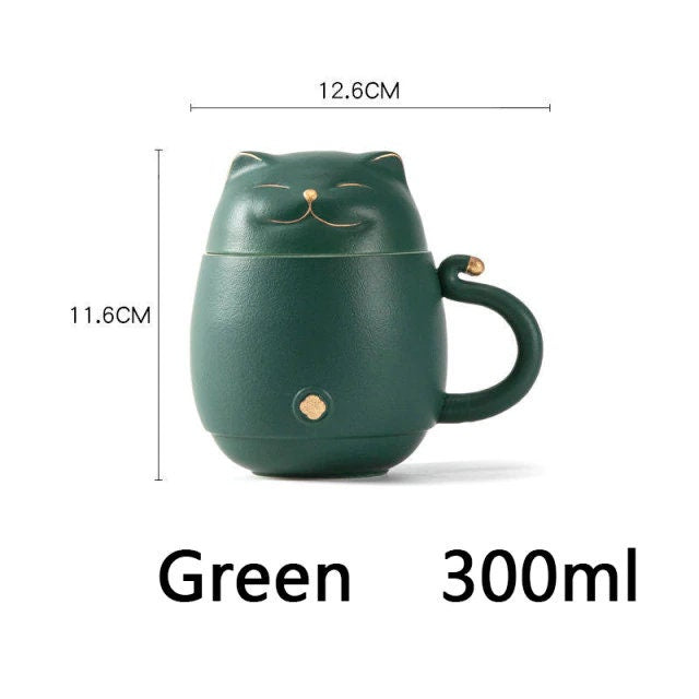 Skanto | Süße Katzen-Tasse aus Keramik mit Sieb