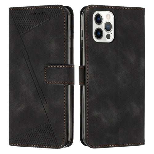 Skanto | Für iPhone 13 Pro Max Dream Triangle Leder-Handyhülle mit Schultergurt (Schwarz)