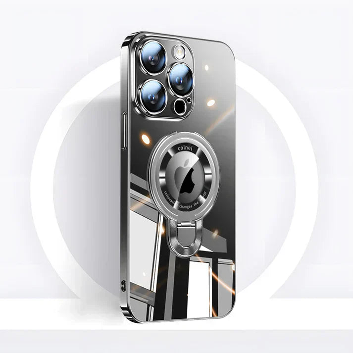 Skanto | iPhone MagSafe Serie | Transparente galvanisierte drehbare Desktop-Handyhülle