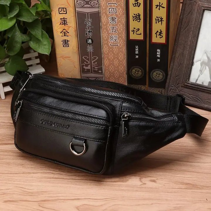 Skanto | Bauchtasche aus echtem Rindsleder für Herren – Große Kapazität, Gürtel- & Umhängetasche