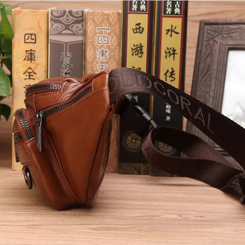 Skanto | Bauchtasche aus echtem Rindsleder für Herren – Große Kapazität, Gürtel- & Umhängetasche