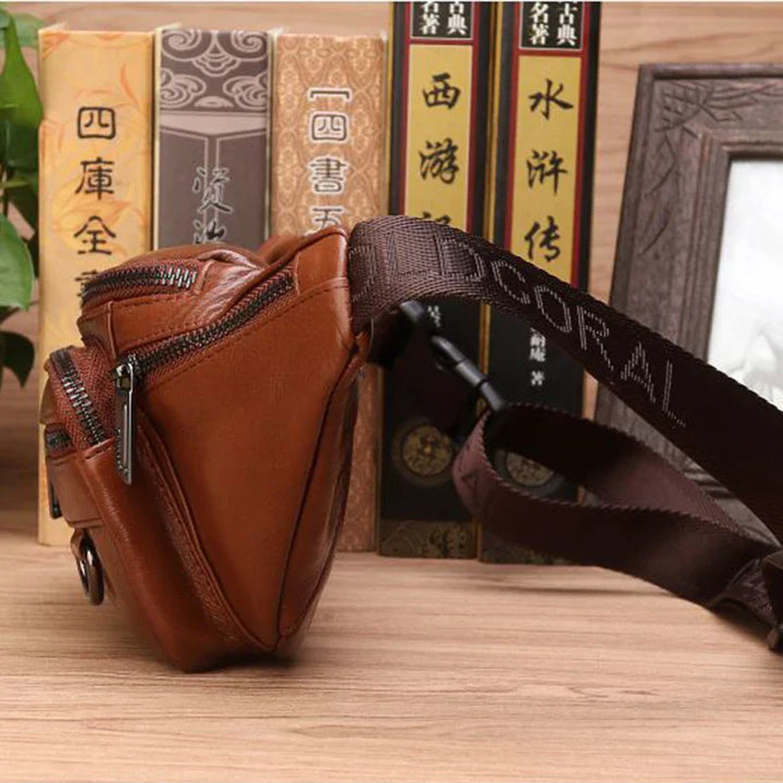 Skanto | Bauchtasche aus echtem Rindsleder für Herren – Große Kapazität, Gürtel- & Umhängetasche