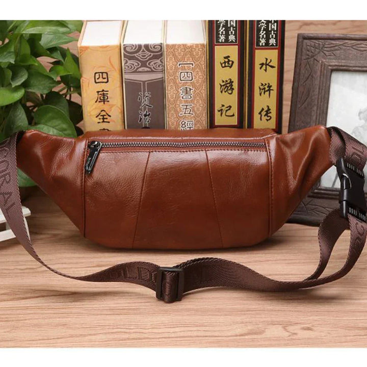 Skanto | Bauchtasche aus echtem Rindsleder für Herren – Große Kapazität, Gürtel- & Umhängetasche