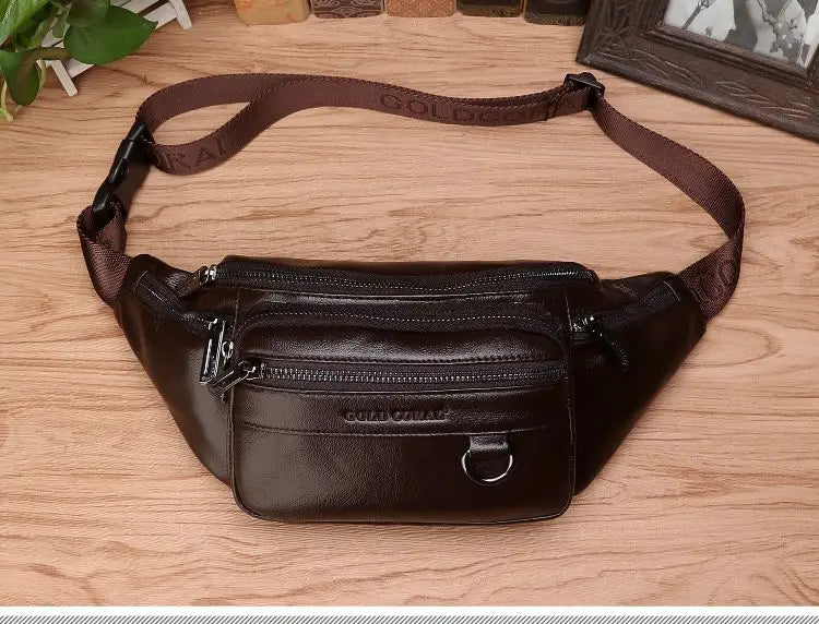 Skanto | Bauchtasche aus echtem Rindsleder für Herren – Große Kapazität, Gürtel- & Umhängetasche