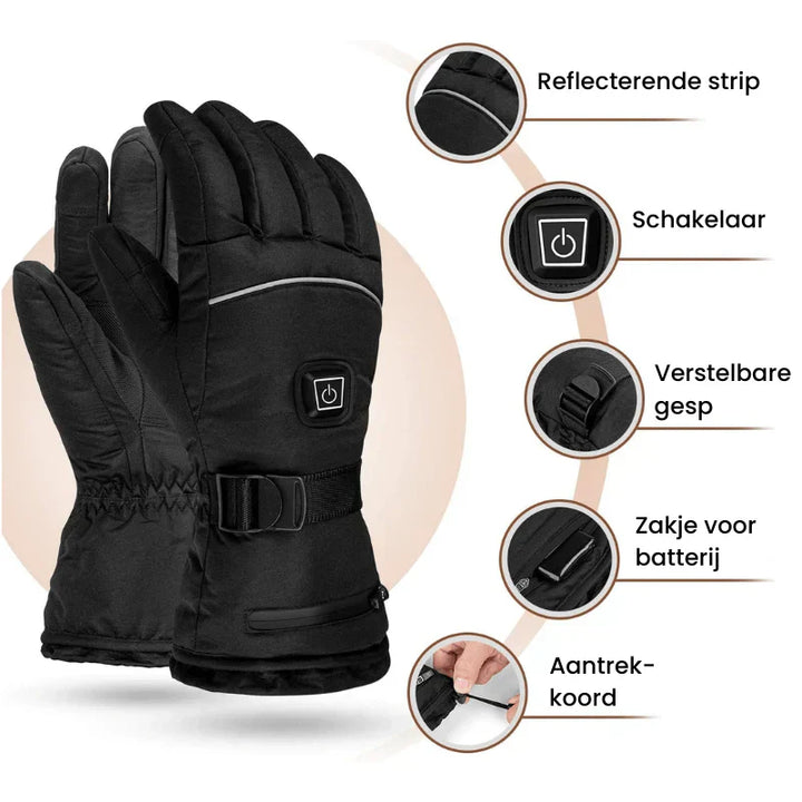 Skanto | ThermoGrip Beheizte Handschuhe – Wasserdichte Unisex-Handschuhe mit 3 Heizstufen und Touchscreen-Funktion
