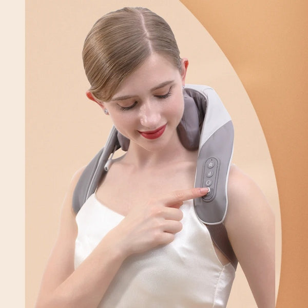 Skanto | NeckEase Smart Nacken- und Schultermassagegerät – Kabelloses Massagegerät mit Wärmetherapie