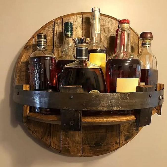 Skanto | Handgefertigtes Wand-Flaschenregal aus Holz – 7 Flaschen