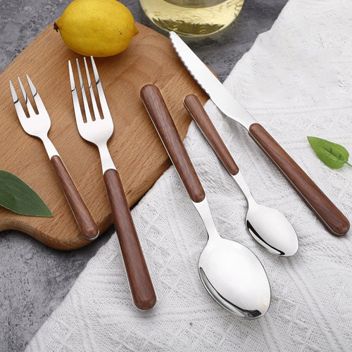 Skanto | Besteckset aus Edelstahl mit Holzmaserung