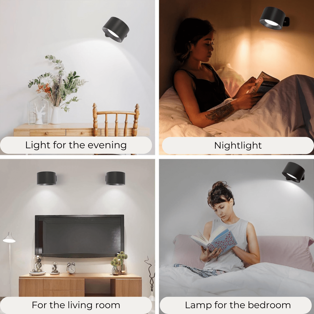 Skanto | Kabellose wiederaufladbare 360°-Wandleuchte | Energiesparende LED, Touch-Steuerung & vielseitige Heimbeleuchtung
