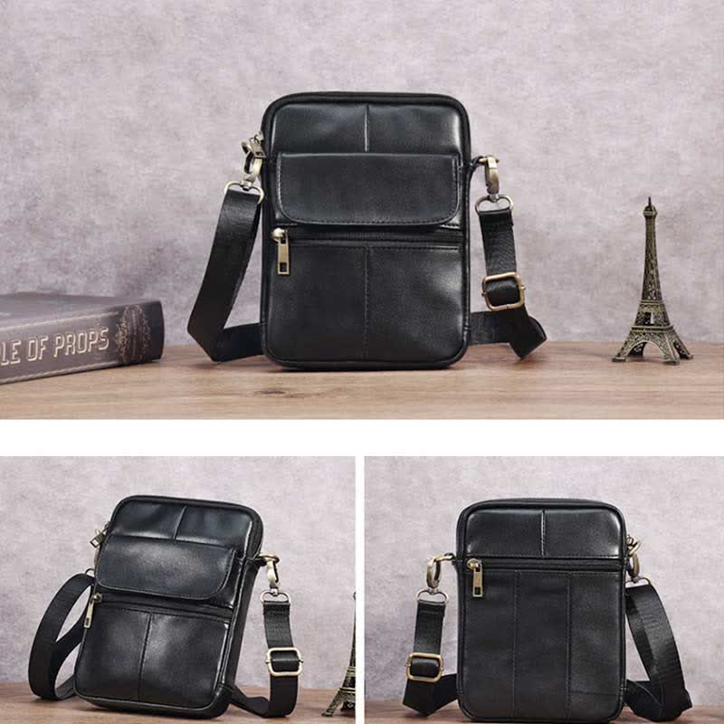 Skanto | Kleine Herren-Umhängetasche aus echtem Leder – Kompakte Crossbody-Tasche mit verstellbarem Riemen