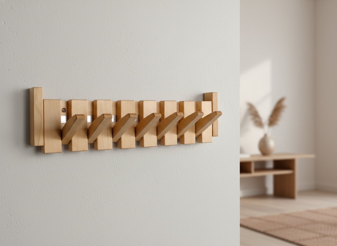 Piano Garderobe HarmonyCoat – Kreativer Wandhaken aus Holz für Flur und Eingangsbereich