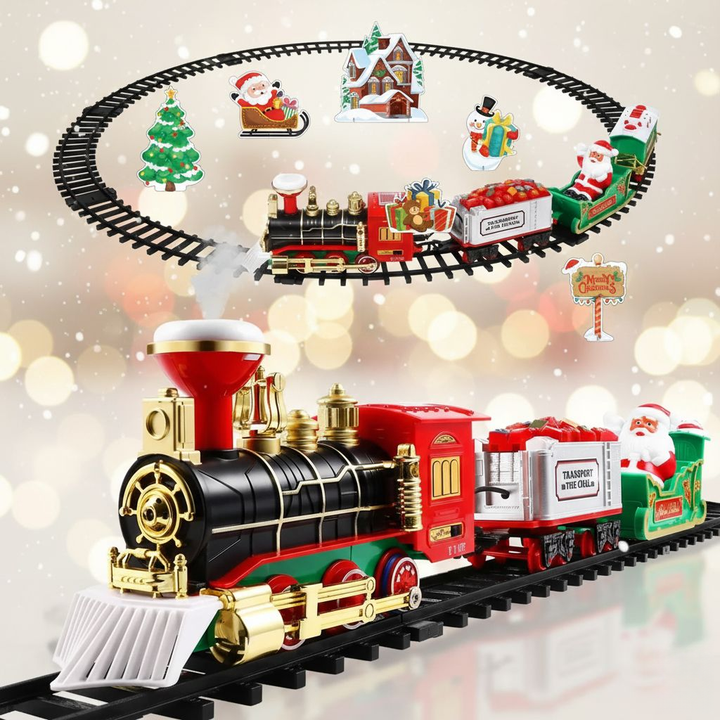 Elektrische Weihnachtseisenbahn für Kinder – Mit Raucheffekt, Lichtern & realistischen Geräuschen (Weihnachtsgeschenk)