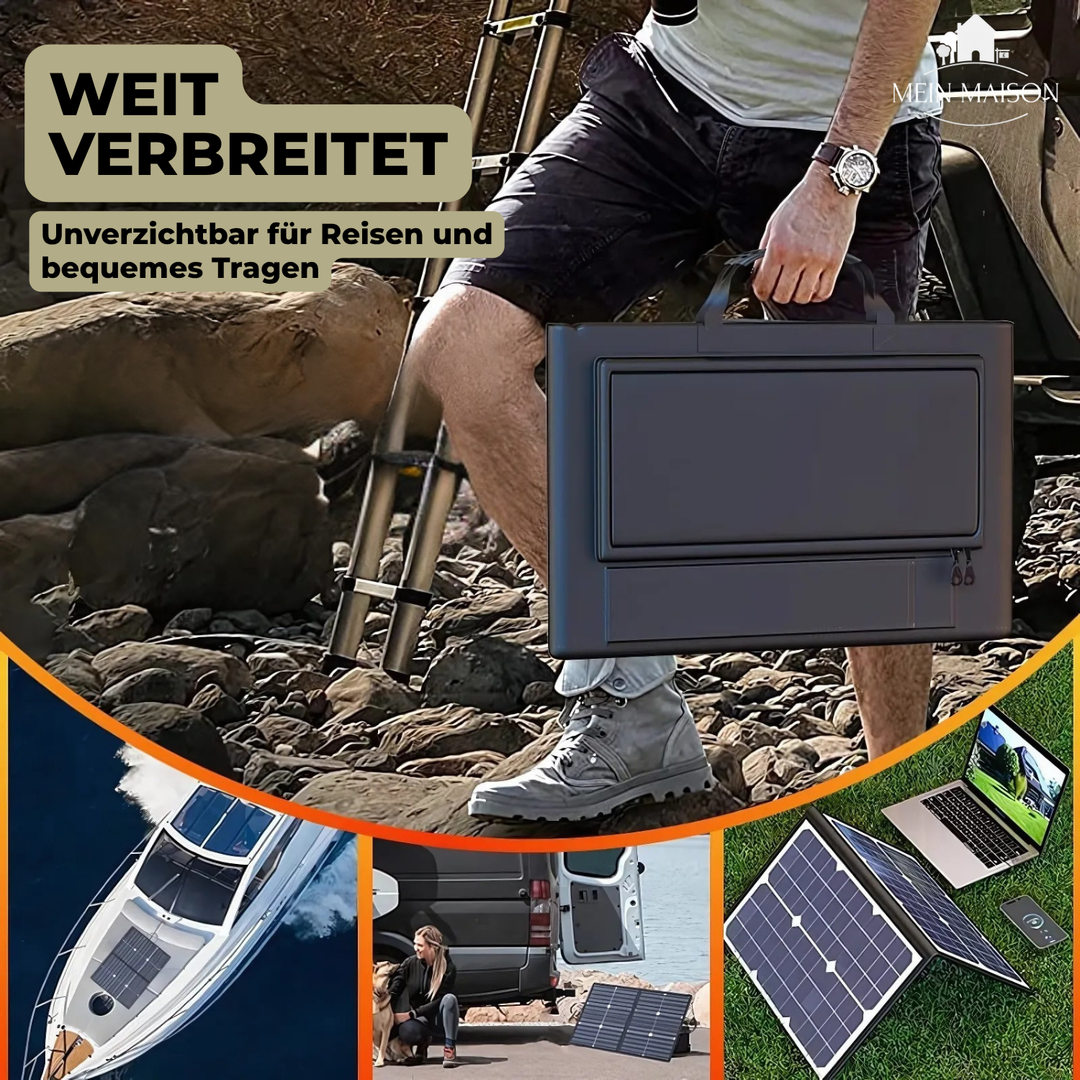 Skanto | SolaraX 1000W Faltbares Solarpanel-Kit | Komplettset mit MPPT & USB/Type-C | Für Camping, Auto, Boot & Wohnwagen