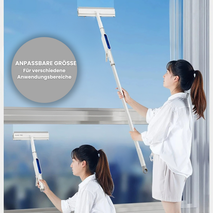 Skanto | 3-in-1 Rotierender Fensterreiniger mit Teleskopstiel und Sprühfunktion