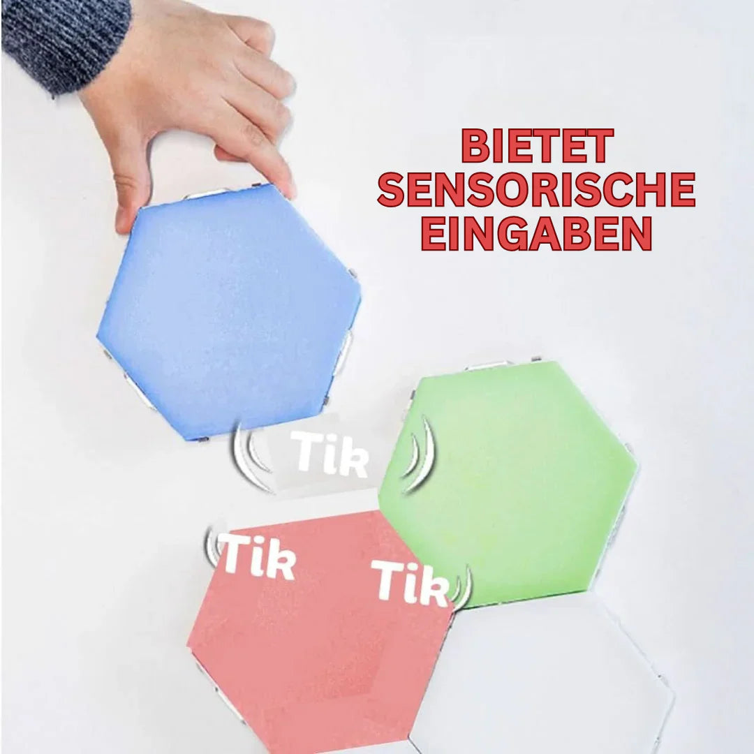 Skanto | Interaktive hexagonale LED-Paneele mit RGB-Farbsteuerung und Musik-Synchronisation