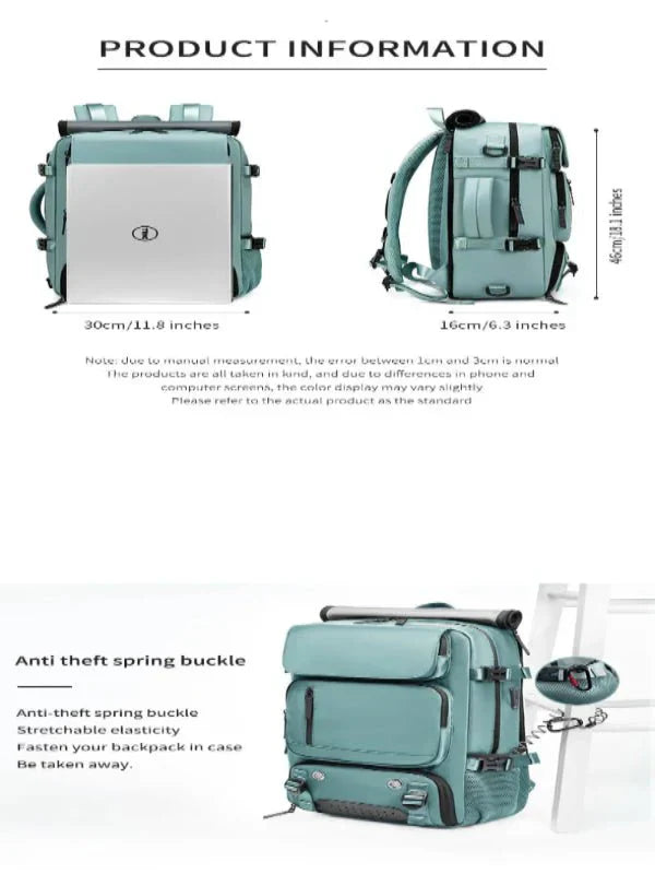 Skanto | TRAVELMAX Pack – Großer wasserdichter Reiserucksack mit USB-Ladeanschluss