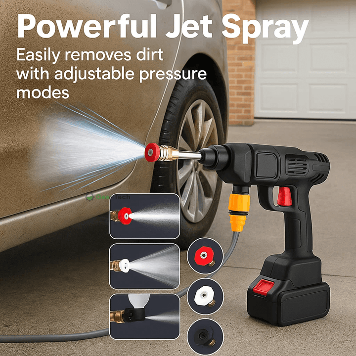 Skanto | Kabelloses tragbares Hochdruck-Spritzwasserpistolen-Set | Ideal zum Reinigen von Autos, Terrassen & Gartenmöbeln
