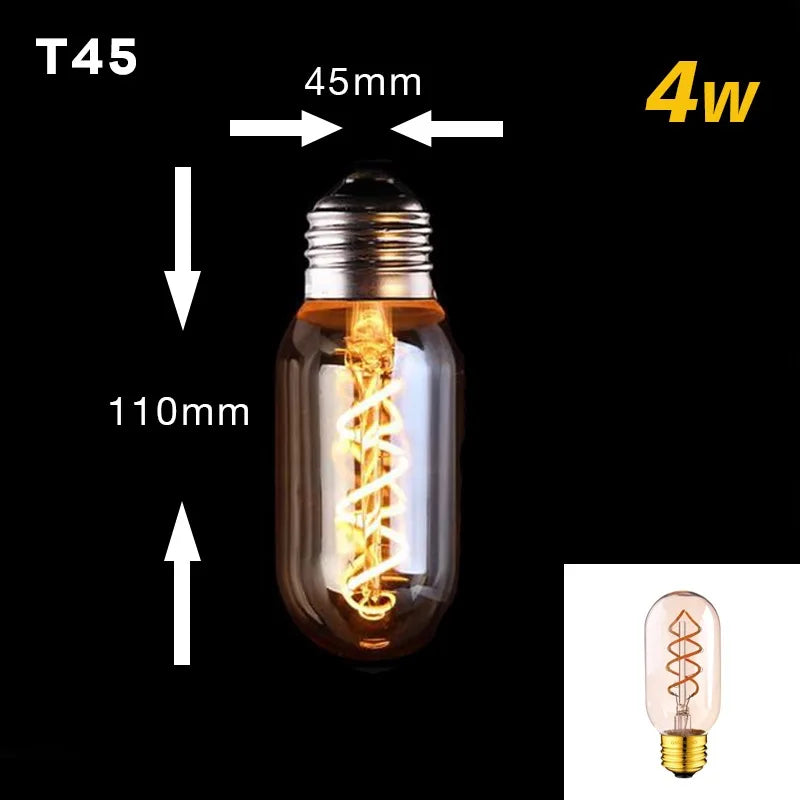 Skanto | Dimmbare Vintage LED-Glühbirne (3W, E27 Sockel) - Goldene Spiralfilament für Kronleuchter & Dekorative Beleuchtung