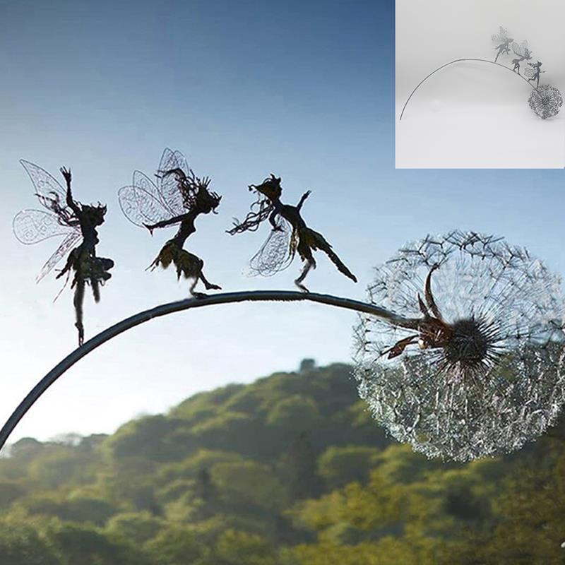 Skanto | Fee und Löwenzahn tanzen zusammen Skulptur für den Garten