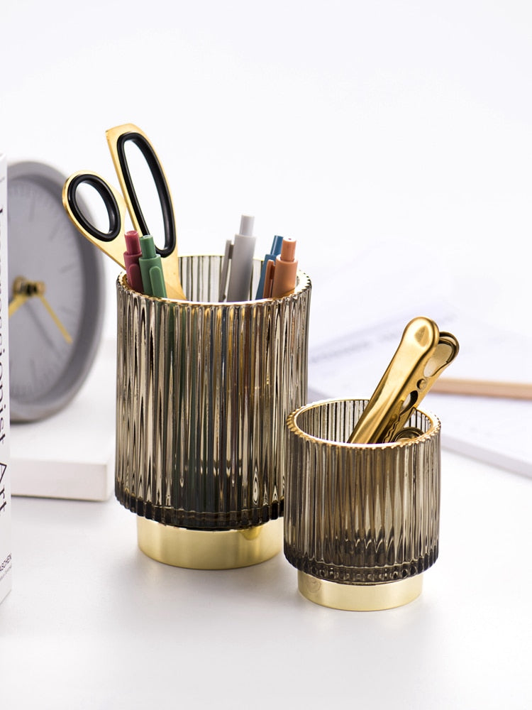 Skanto | Elise Goldfolien-Glas-Make-up-Halter & Organizer