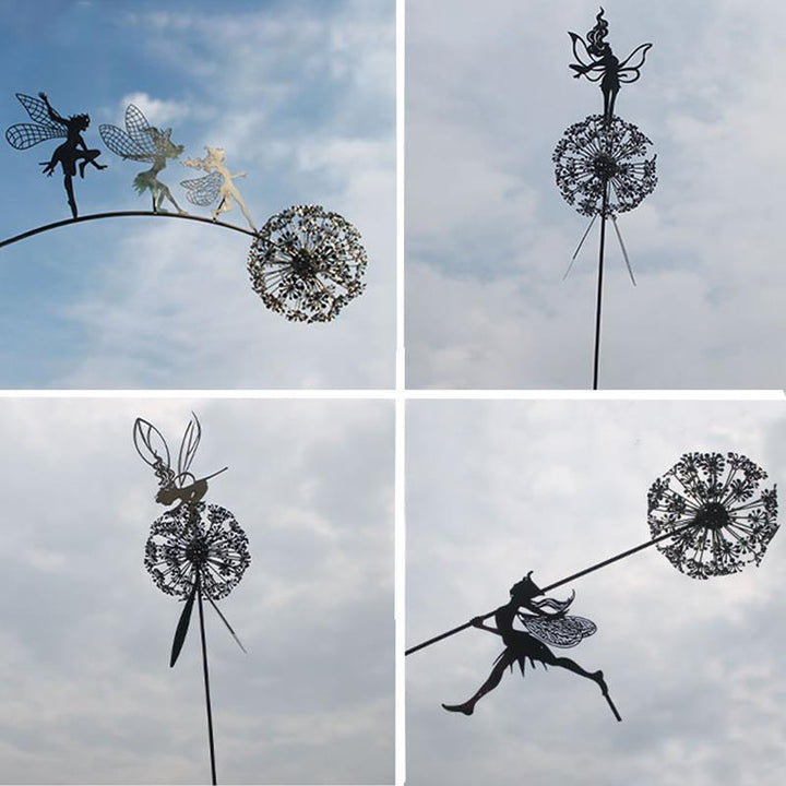 Skanto | Fee und Löwenzahn tanzen zusammen Skulptur für den Garten