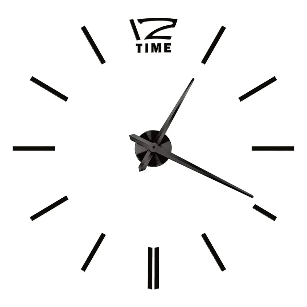 Große DIY 3D Spiegel Acryl Wanduhr für Küche, Esszimmer, Wohnzimmer | Skanto