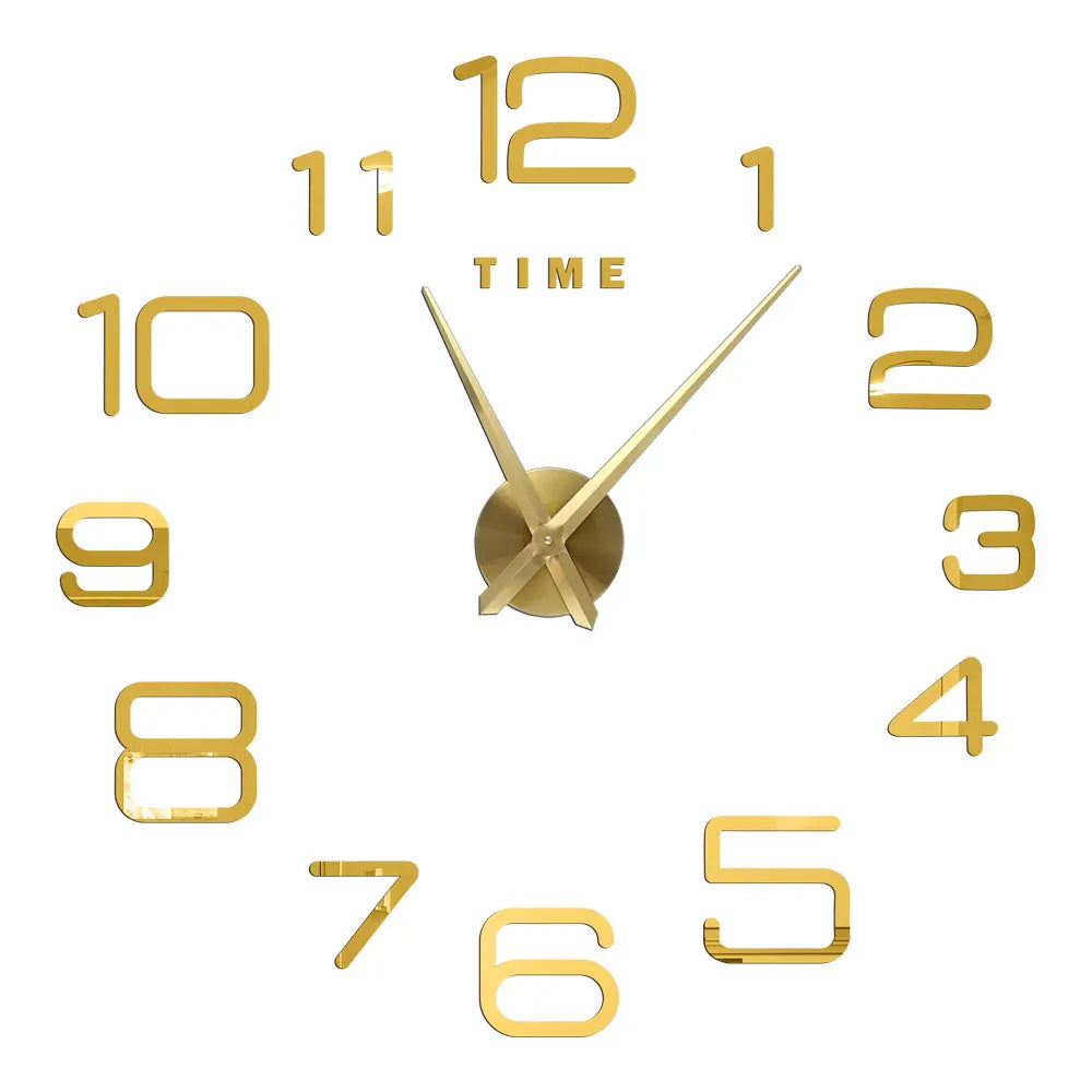 Große DIY 3D Spiegel Acryl Wanduhr für Küche, Esszimmer, Wohnzimmer | Skanto