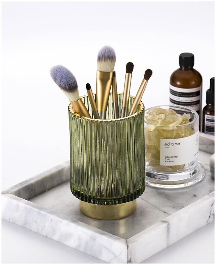Skanto | Elise Goldfolien-Glas-Make-up-Halter & Organizer