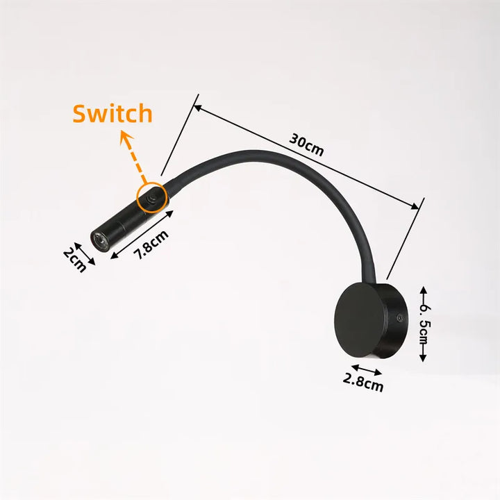 Skanto | Moderne flexible LED-Leselampe mit Schalter für Schlafzimmer und Arbeitszimmer – 1W/3W