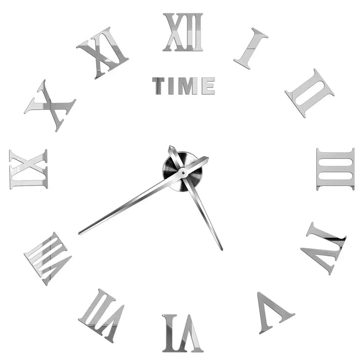 Große DIY 3D Spiegel Acryl Wanduhr für Küche, Esszimmer, Wohnzimmer | Skanto