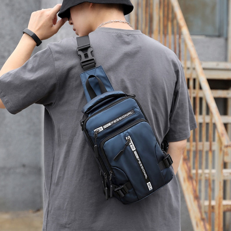 Skanto | Wasserdichte Oxford Umhängetasche, Anti-Diebstahl Sling Bag, USB-Ladefunktion & Multi-Pocket-Design