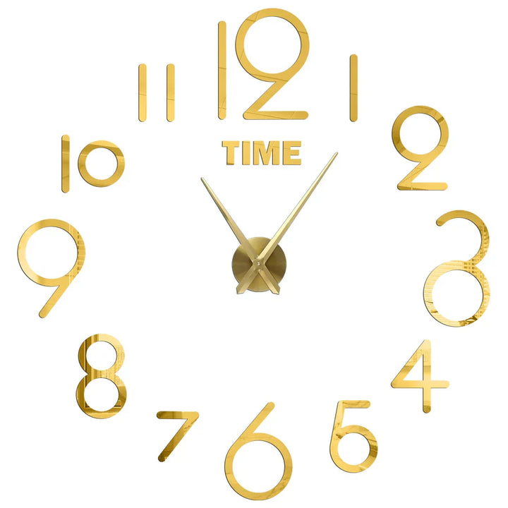 Große DIY 3D Spiegel Acryl Wanduhr für Küche, Esszimmer, Wohnzimmer | Skanto