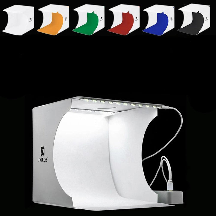 Skanto | „LumiCube“ Mini-Fotostudio mit LED-Beleuchtung und 6 Hintergründen