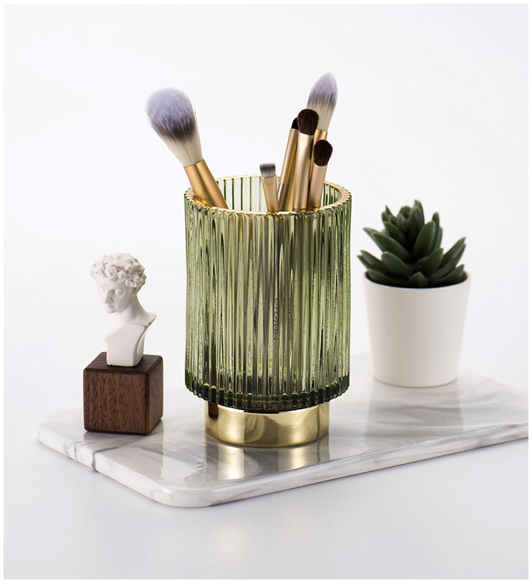 Skanto | Elise Goldfolien-Glas-Make-up-Halter & Organizer