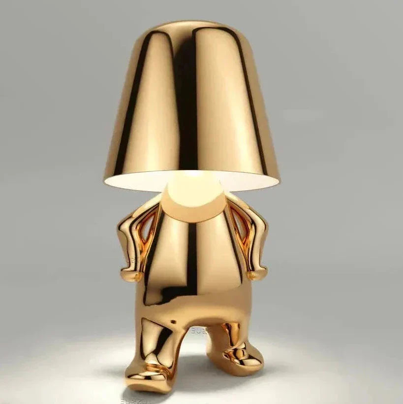 Skanto Skanto | Goldener Mann LED Denkende Tischlampe – Verspielte Nachttischlampe für Schlafzimmer & Deko