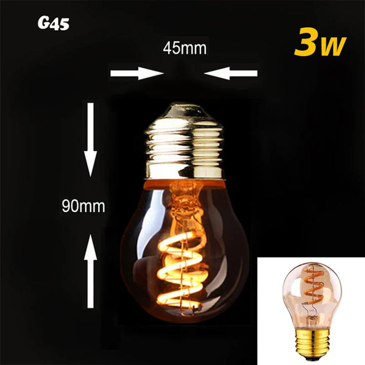 Skanto | Dimmbare Vintage LED-Glühbirne (3W, E27 Sockel) - Goldene Spiralfilament für Kronleuchter & Dekorative Beleuchtung