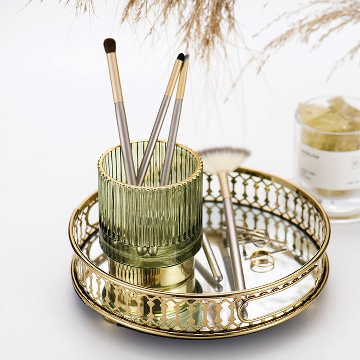 Skanto | Elise Goldfolien-Glas-Make-up-Halter & Organizer