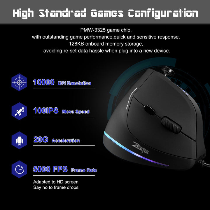 Skanto | Programmierbare ergonomische RGB Game Master Maus