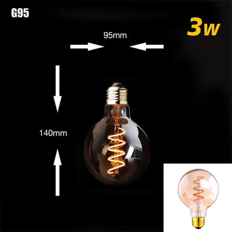 Skanto | Dimmbare Vintage LED-Glühbirne (3W, E27 Sockel) - Goldene Spiralfilament für Kronleuchter & Dekorative Beleuchtung
