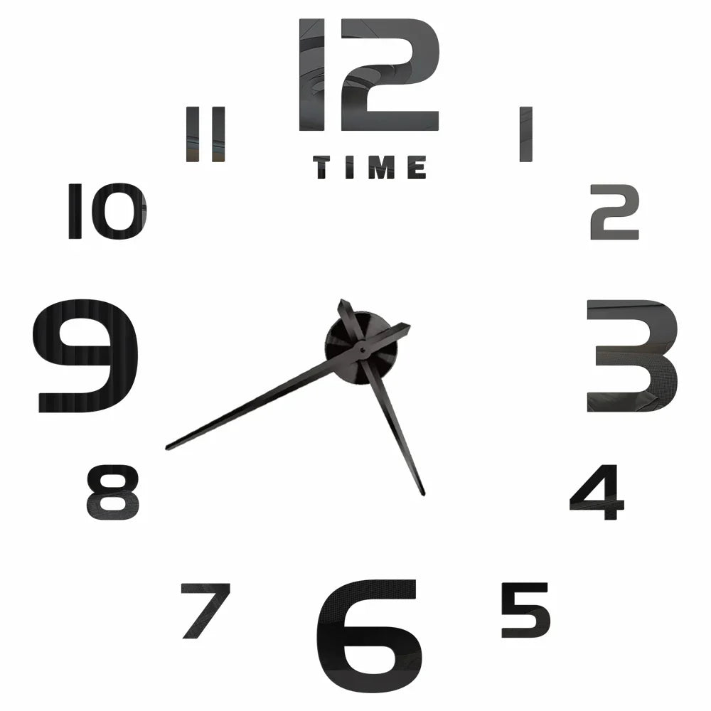 Große DIY 3D Spiegel Acryl Wanduhr für Küche, Esszimmer, Wohnzimmer | Skanto
