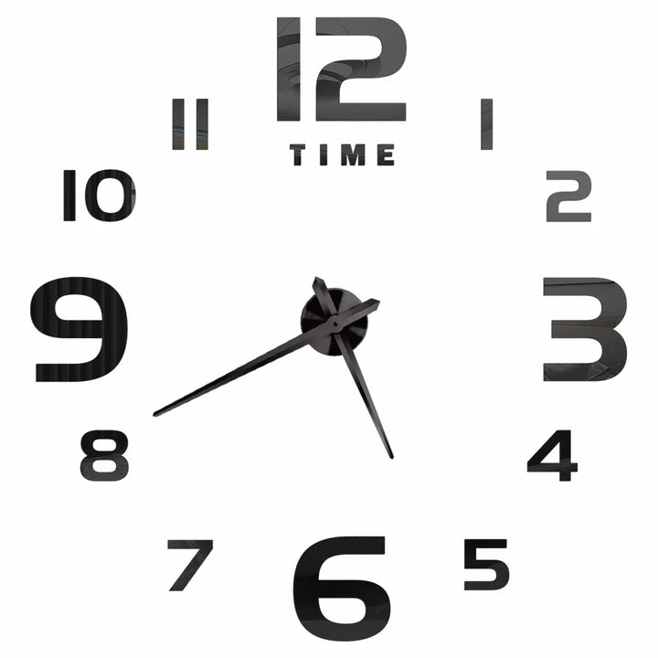Große DIY 3D Spiegel Acryl Wanduhr für Küche, Esszimmer, Wohnzimmer | Skanto