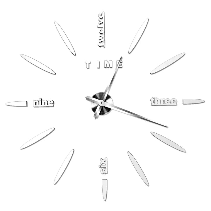 Große DIY 3D Spiegel Acryl Wanduhr für Küche, Esszimmer, Wohnzimmer | Skanto