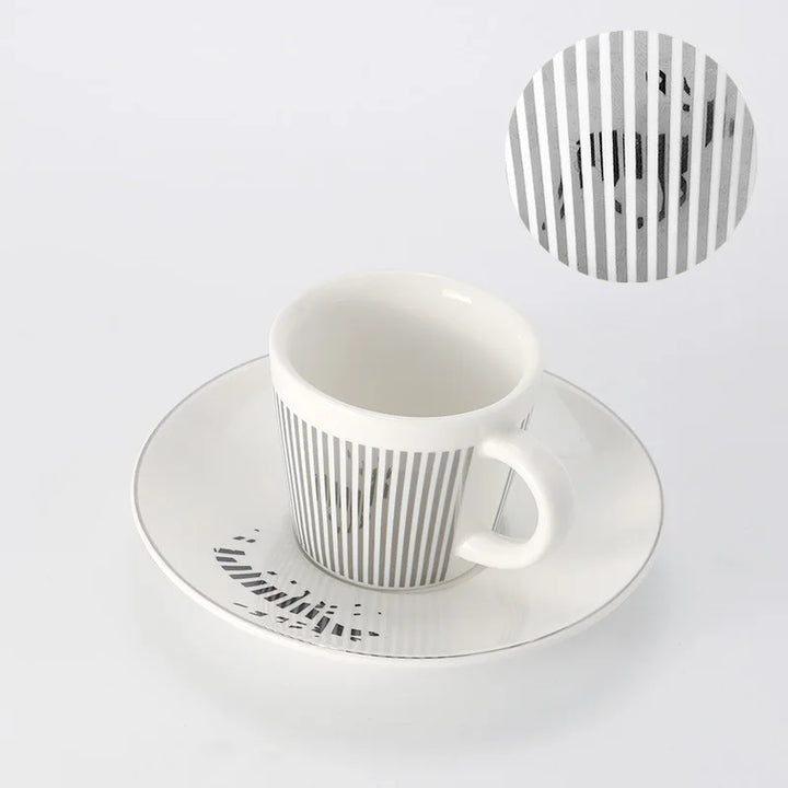 Skanto | Kreative Dynamische SLR Tasse Leopard Anamorphotische Zebra Tasse Luycho Kaffee-Tee-Tassenset mit Untertasse 90ml-225ml